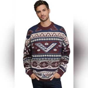 Vintage TOWNCRAFT Southwestern Knit Sweater – Oversized Cozy Classic. XL